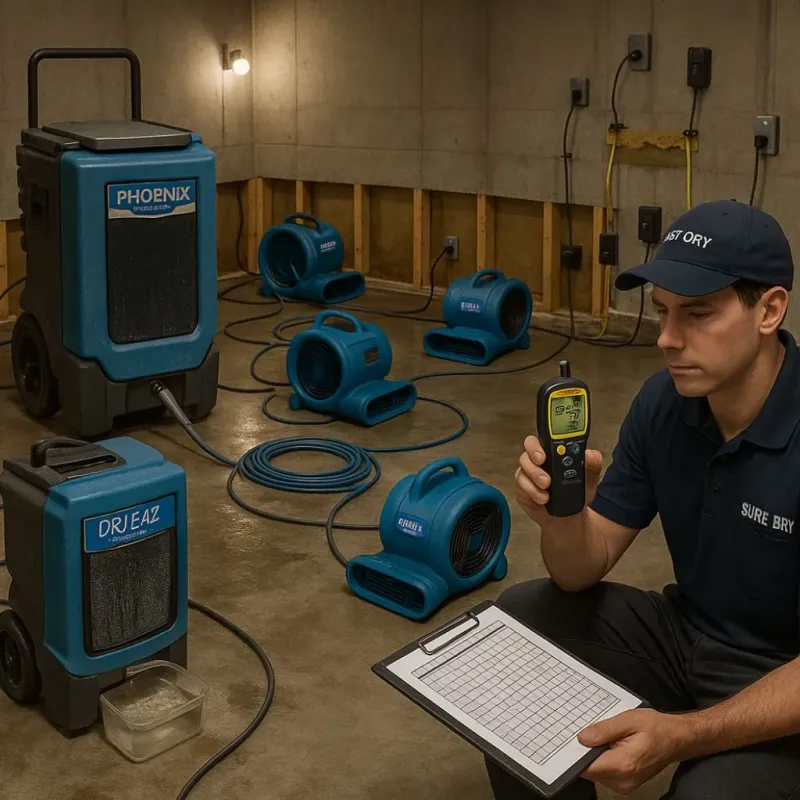 Structural Drying and Dehumidification process in North Caldwell, NJ